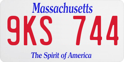 MA license plate 9KS744