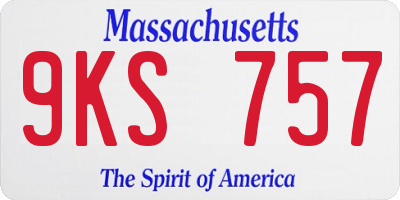 MA license plate 9KS757