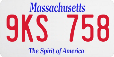 MA license plate 9KS758