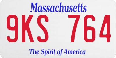 MA license plate 9KS764
