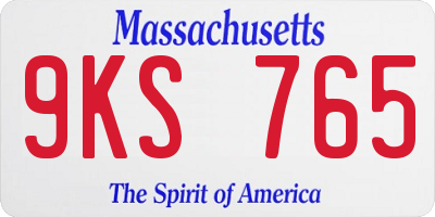 MA license plate 9KS765