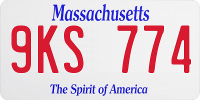 MA license plate 9KS774