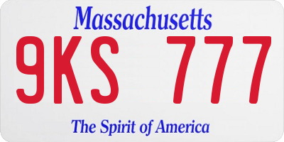 MA license plate 9KS777