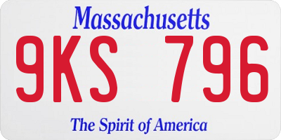 MA license plate 9KS796