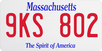 MA license plate 9KS802