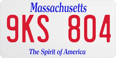 MA license plate 9KS804
