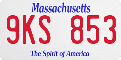 MA license plate 9KS853