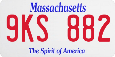 MA license plate 9KS882