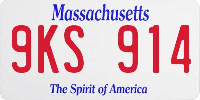 MA license plate 9KS914