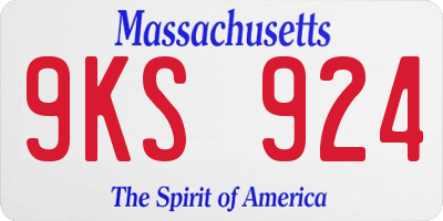 MA license plate 9KS924
