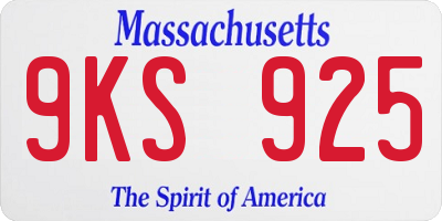 MA license plate 9KS925