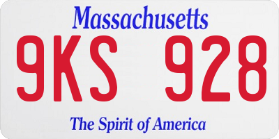 MA license plate 9KS928