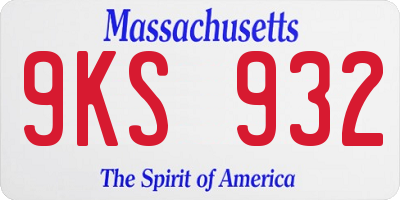 MA license plate 9KS932
