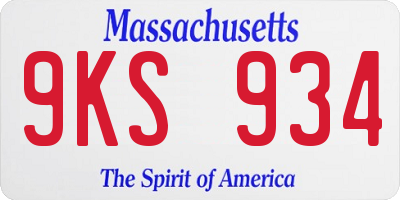 MA license plate 9KS934