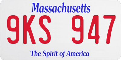MA license plate 9KS947
