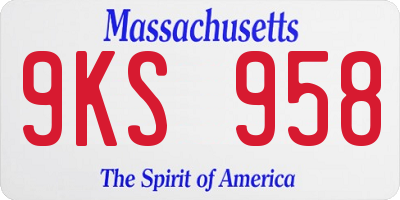 MA license plate 9KS958