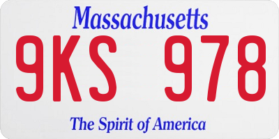 MA license plate 9KS978