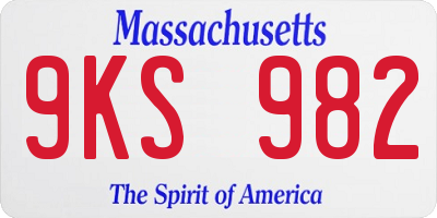 MA license plate 9KS982