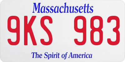 MA license plate 9KS983