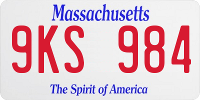 MA license plate 9KS984