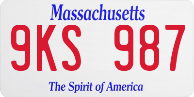 MA license plate 9KS987