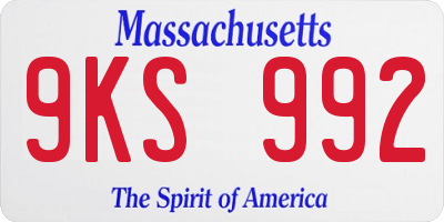 MA license plate 9KS992