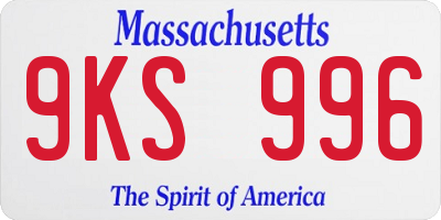 MA license plate 9KS996