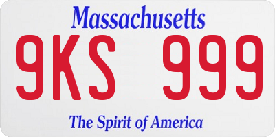 MA license plate 9KS999
