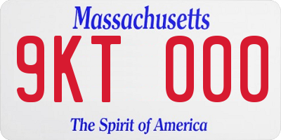 MA license plate 9KT000