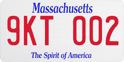 MA license plate 9KT002