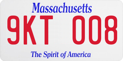 MA license plate 9KT008