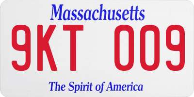 MA license plate 9KT009
