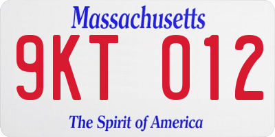 MA license plate 9KT012