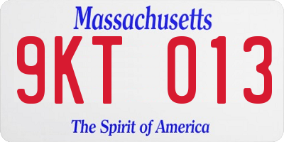 MA license plate 9KT013