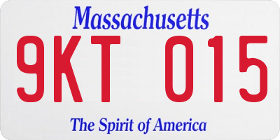 MA license plate 9KT015