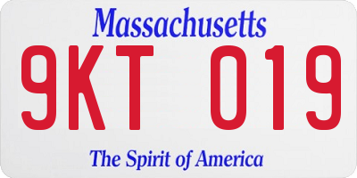 MA license plate 9KT019