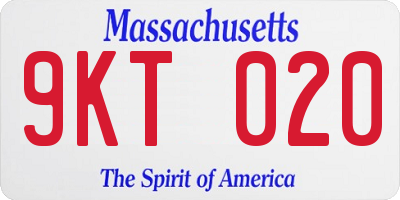 MA license plate 9KT020