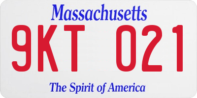 MA license plate 9KT021