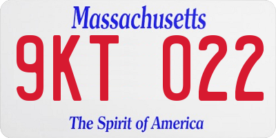 MA license plate 9KT022