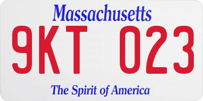 MA license plate 9KT023