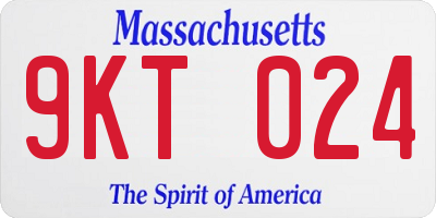 MA license plate 9KT024