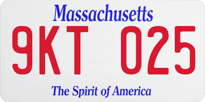 MA license plate 9KT025