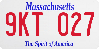 MA license plate 9KT027