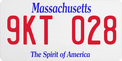 MA license plate 9KT028