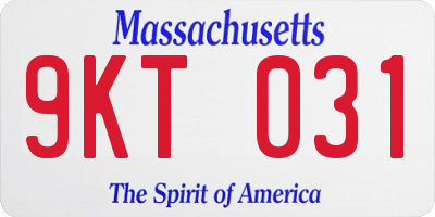 MA license plate 9KT031