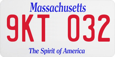 MA license plate 9KT032