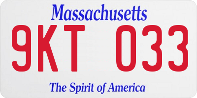 MA license plate 9KT033