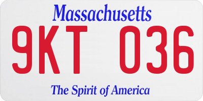MA license plate 9KT036