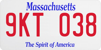 MA license plate 9KT038