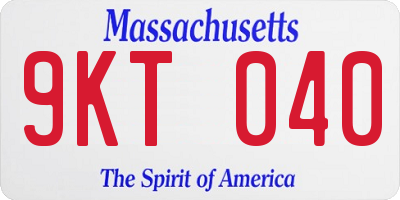 MA license plate 9KT040
